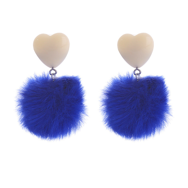 Wholesale Fur Ball Love Resin Earrings